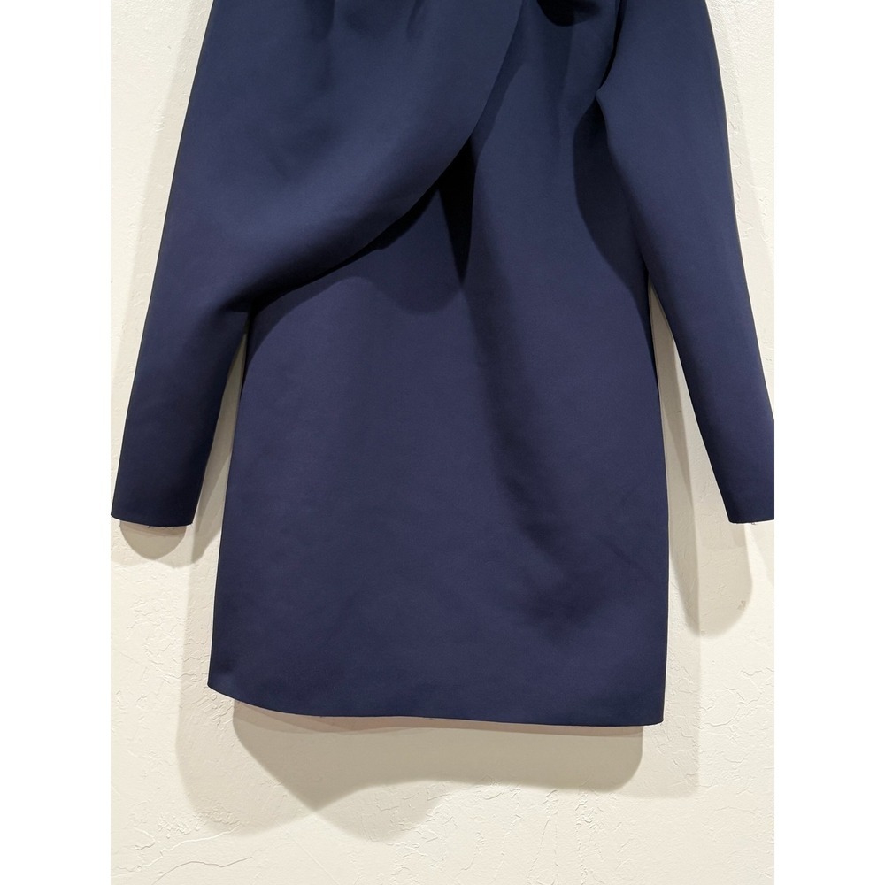 COS Navy Blue Scuba Draped Mini Dress Long Sleeve Sculptural L - Picture 3 of 7